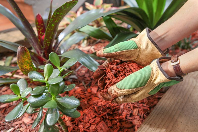 Red Mulch Installation